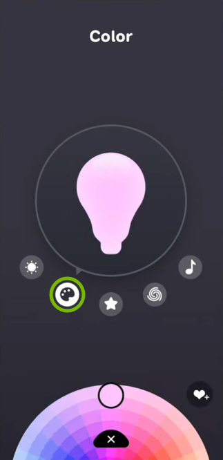 Palette icon highlighted for selected bulb in EufyHome app.