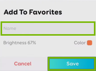 Name entry field and Save option highlighted on prompt for saving Favorite in EufyHome app.