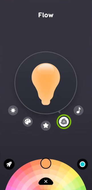 Swirl icon highlighted for selected bulb in EufyHome app.