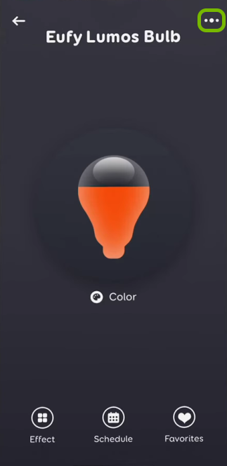 More option highlighted for selected bulb in EufyHome app.