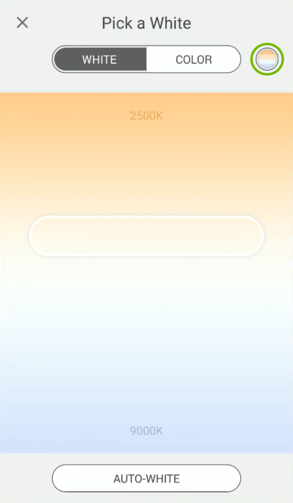 Fine tuning option highlighted in color picker of Kasa app.