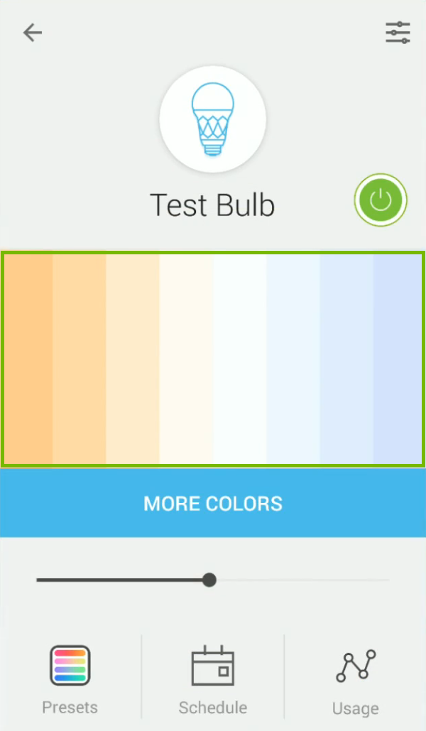 Color picker highlighted in Kasa app.