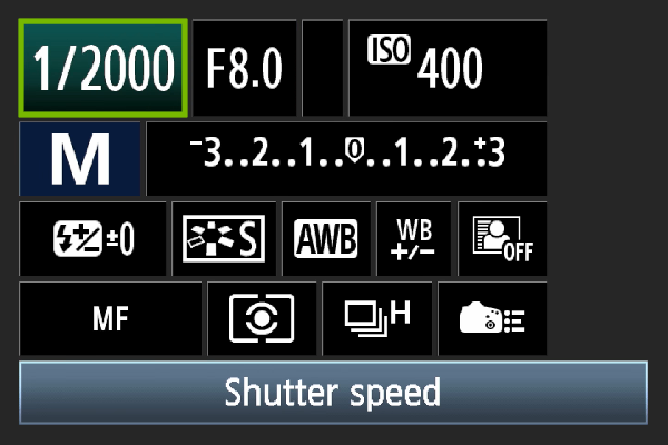 Digital camera shutter speed setting.