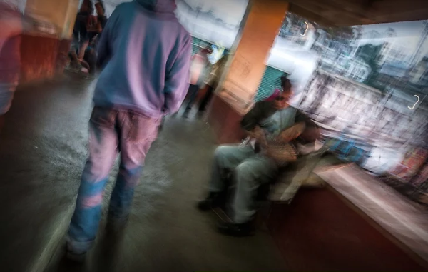 Blur in photo caused by moving camera.