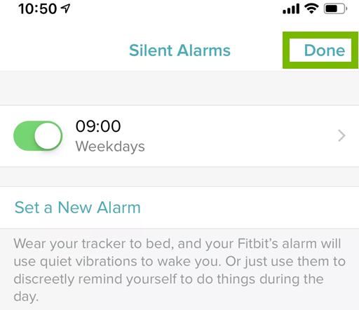 Fitbit alarm saved