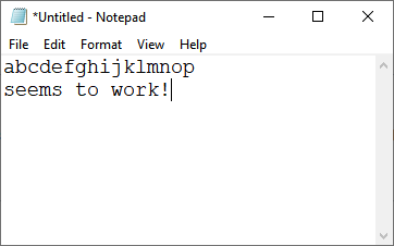 testing the keyboard in notepad