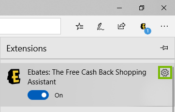 extension list with gear icon highlighted. Screenshot