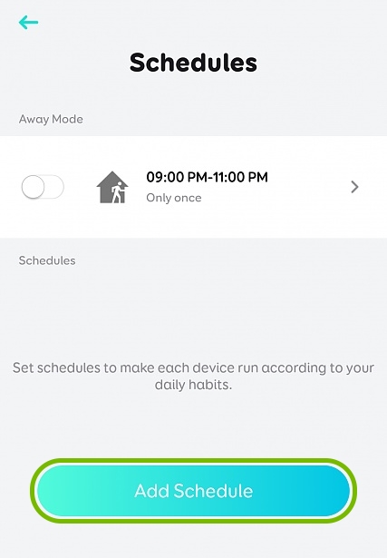 Add Schedule button highlighted for selected plug in EufyHome app.