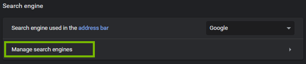 Manage your search engines with this button