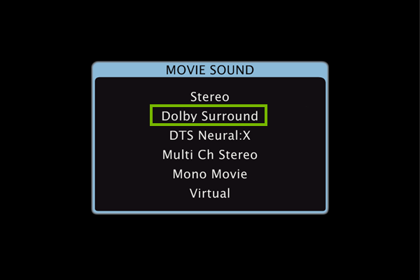 Surround sound select in settings