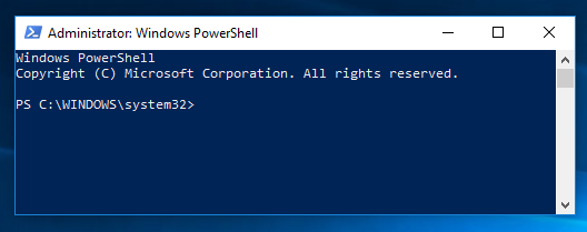 Windows 10 PowerShell window.