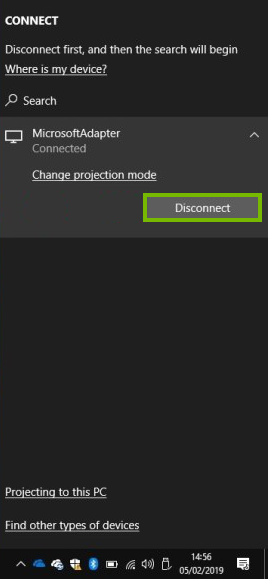 Disconnecting from the adapter