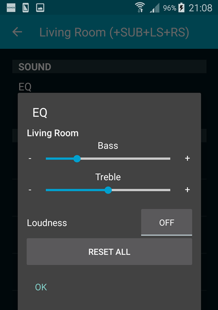 Sonos Equalizer settings