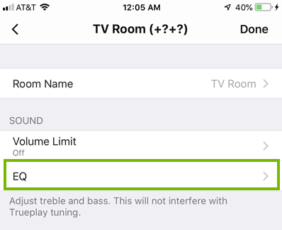 Selecting the EQ settings