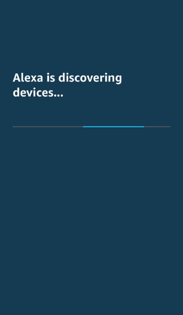 Alexa app showing progress bar while discovering new devices.