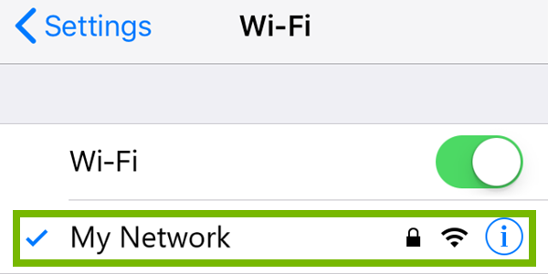 The network selection screen