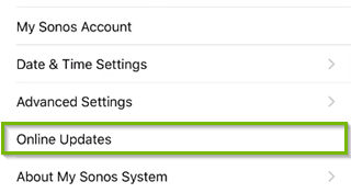 The online updates selection