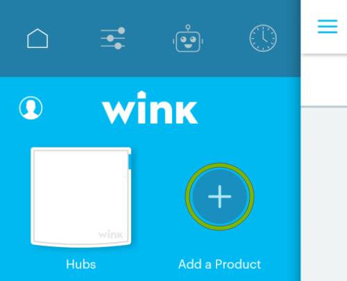 Add button highlighted in Wink app.