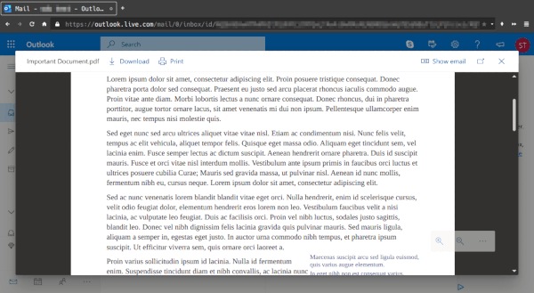 Outlook showing file open.
