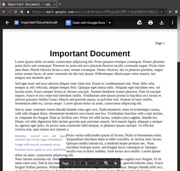 Gmail showing file open.