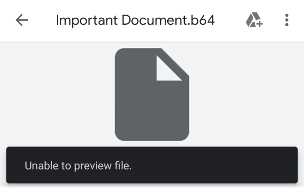 Unable to preview file error.