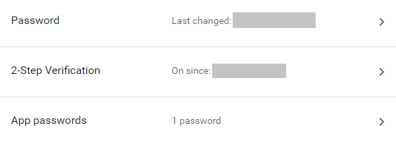 Google password sign in methods.