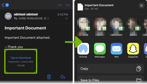 Attachment opening share window.