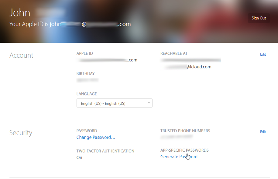 Apple ID security screen.