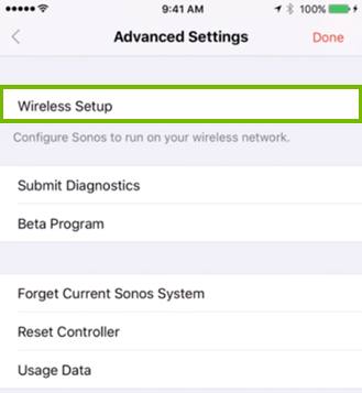 Wireless setup selection