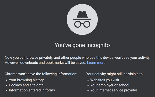 Incognito home screen