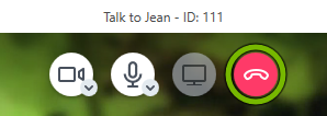 End call button highlighted during test call in BlueJeans app.