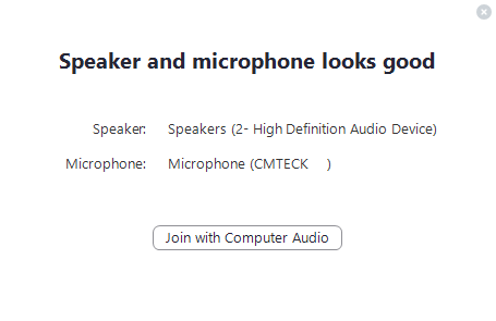 The successful test window for Zoom meetings
