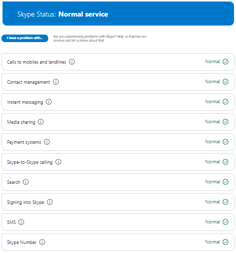 Skype status page.