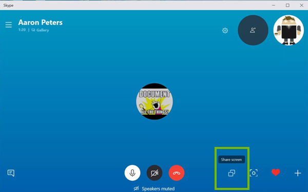 Shared screen button