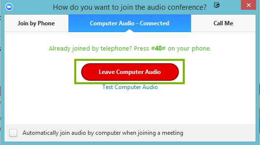 Leave computer audio