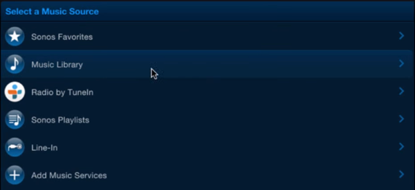 Music library listed as a source