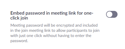 Embed password in meeting link for one click join
