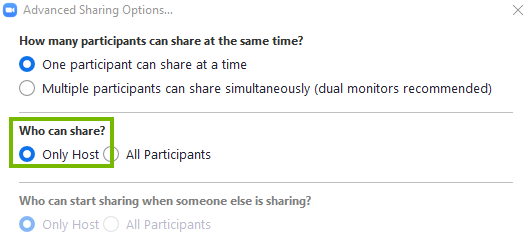 Only the host selected