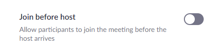 Join before meeting setting disabled