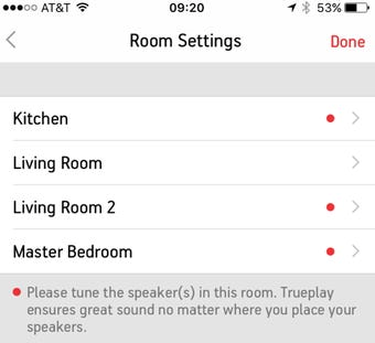 Room settings with a list of rooms