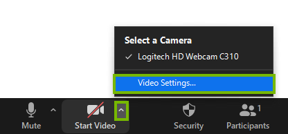 The start video button with the arrow selected