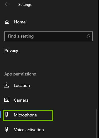 Settings for microphone