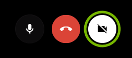 Camera Off button highlighted in Google Hangouts.