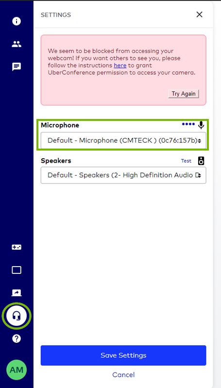 Device settings and microphone