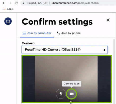 Camera is active and on