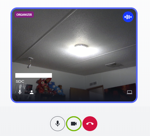 Camera is turned on with an image of the video