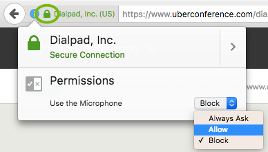 The lock in the browser