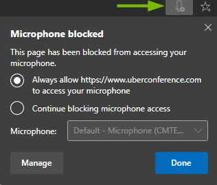 The microphone icon in the browser bar