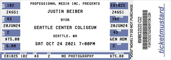 fake concert ticket.