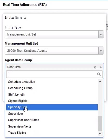 RTA Select Data Group Specialty Skill